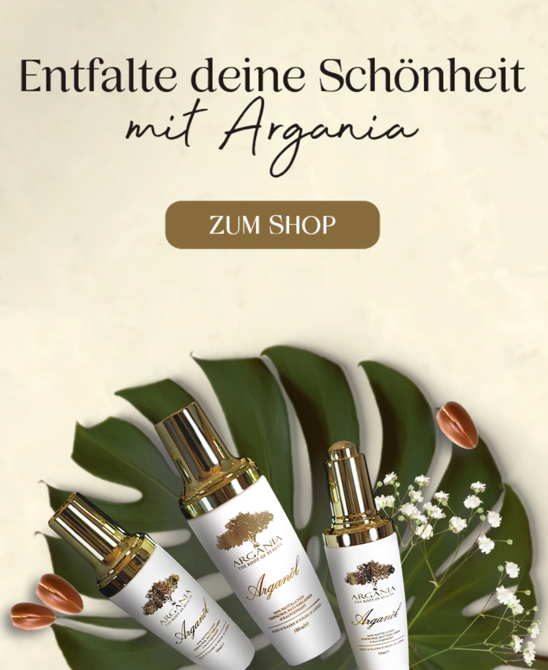 Entfalte deine natürliche Schönheit mit Argania - Hochwertiges Arganöl für Haut und Haarpflege | Argania - THE ROOT OF BEAUTY